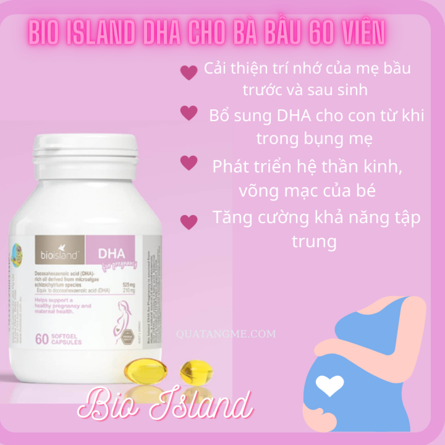 Bổ sung DHA cho bà bầu với Bioisland DHA For Pregnancy 60 viên