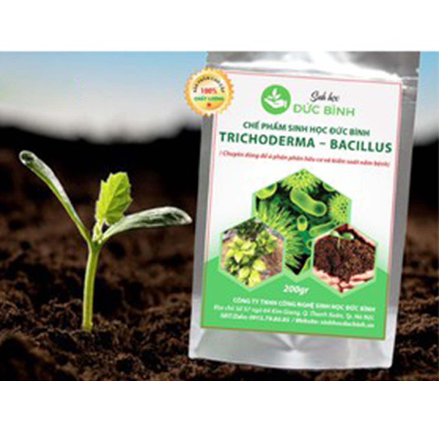 Chế phẩm vi sinh trichoderma bacillus + chế phẩm EMZEO ủ phân chuồng (lợn, bò, gà, dê, vịt), rơm rạ, lá cây, mùn cưa