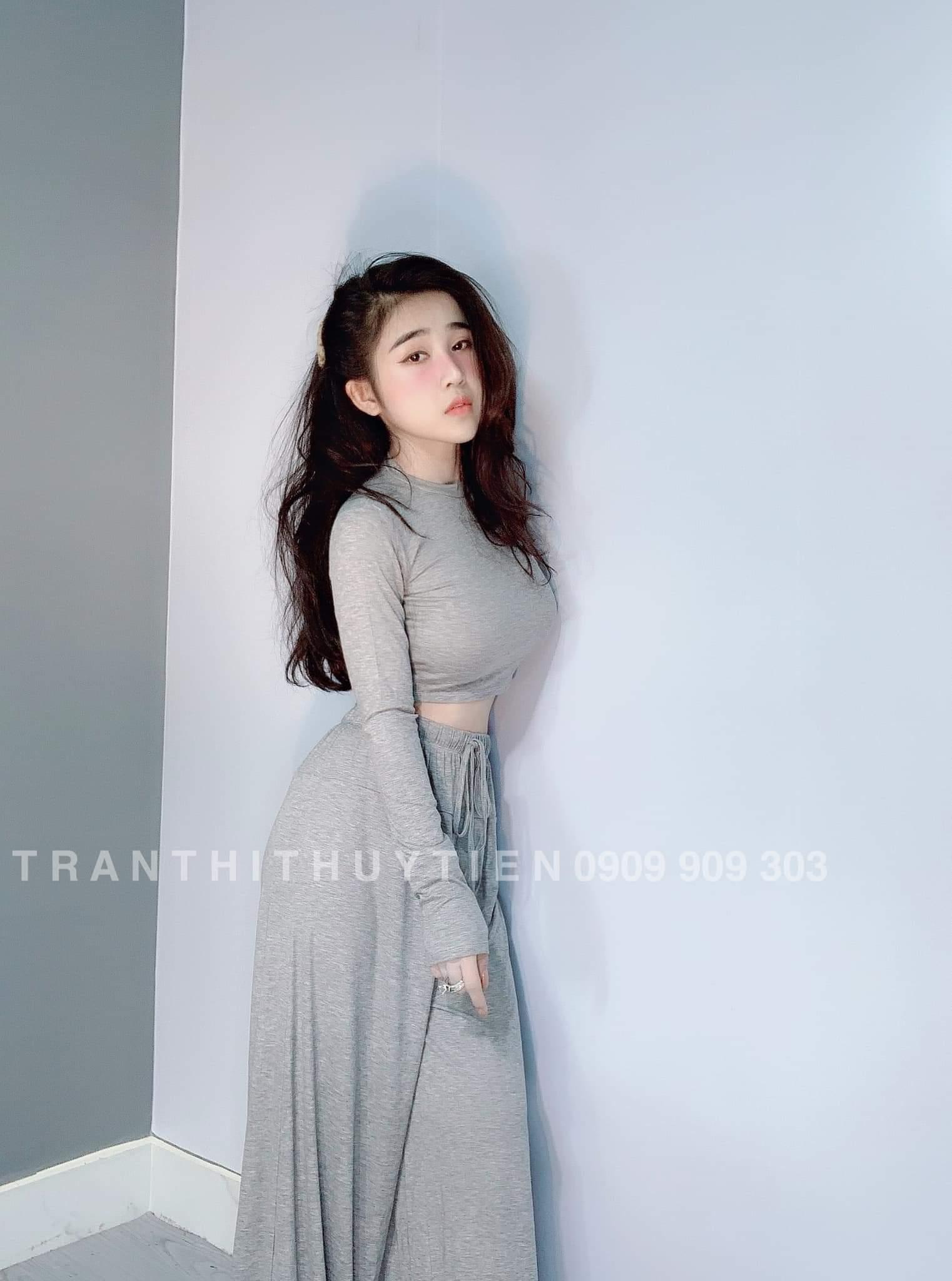 sét áo thun croptop quần ống suông