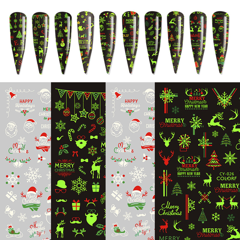 Sticker Noel Dạ Quang Trang Trí Móng CY