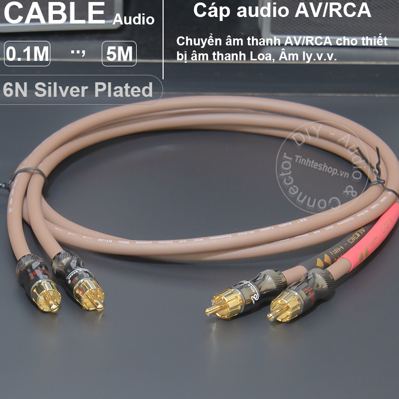 1 pair of DIY silver-plated 6N copper RCA audio cables