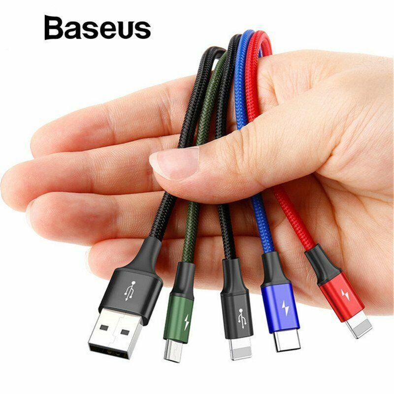 Baesus 4 in 1 Multi USB Charger Charging Cable Cord for iPhone Type C Micro USB