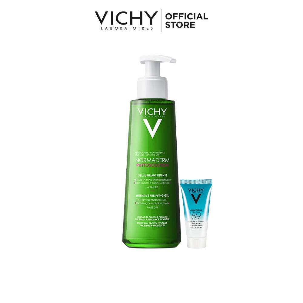 Bộ Gel rửa mặt làm sạch sâu giảm bã nhờn và se khít lỗ chân lông cho da dầu mụn VICHY Normaderm Phytosolution Gel