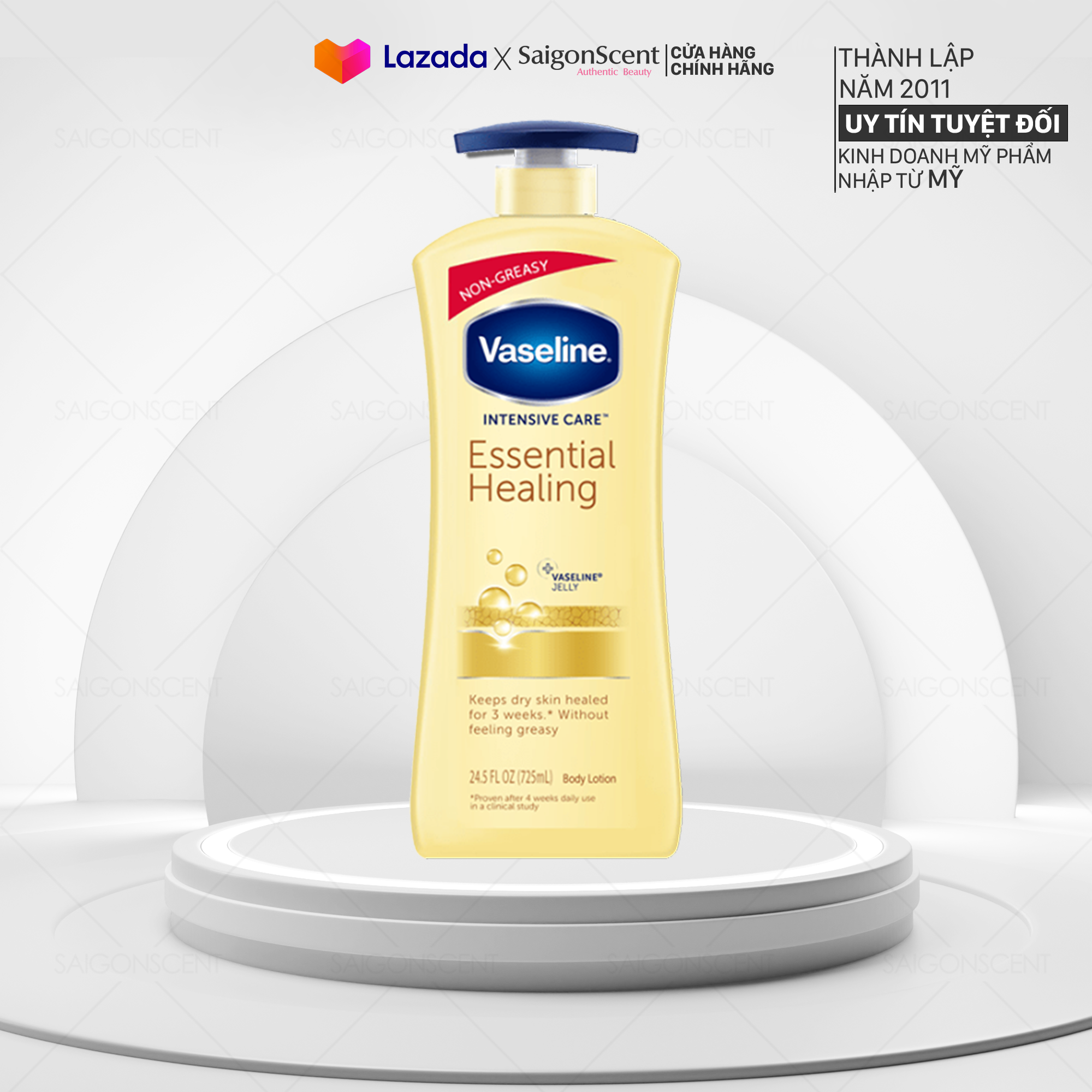 [Saigon Scent] Sữa Dưỡng Thể Vaseline Intensive Care Essential Healing ( Vàng - 725mL )