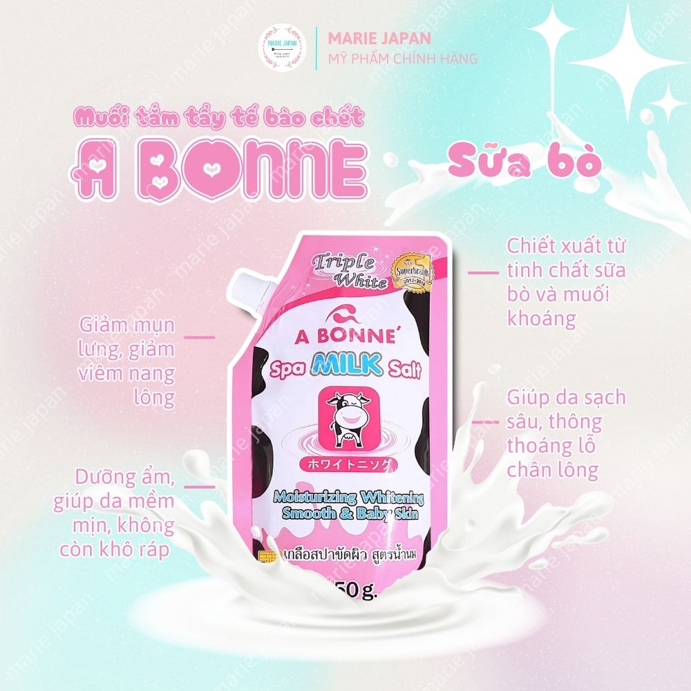 Muối Tắm Sữa Bò Tẩy Tế Bào Chết Trắng Da A Bonne Spa Milk Salt Túi 350gr