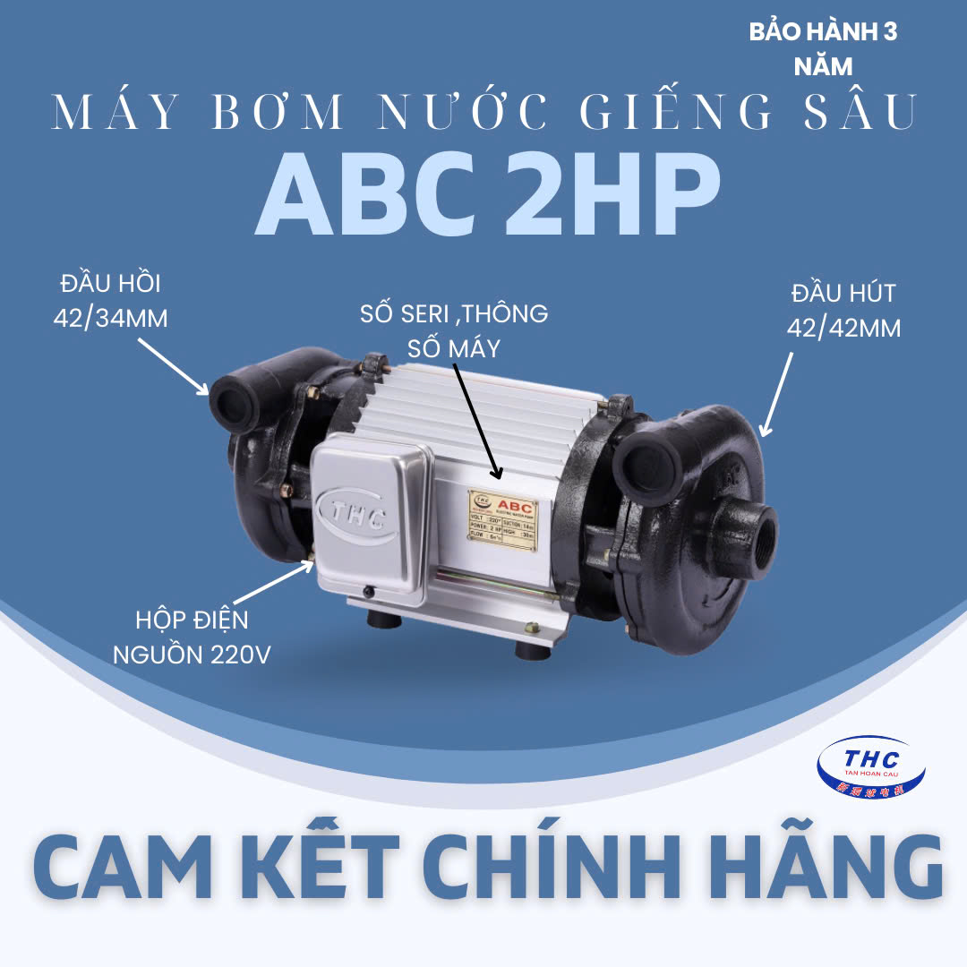 [HCM] MÁY BƠM NƯỚC HÚT GIẾNG 2 ĐẦU ABC 2HP - ABC1500
