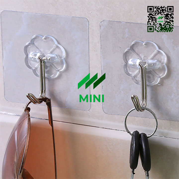 10 cái - Móc dán tường trong suốt siêu dính