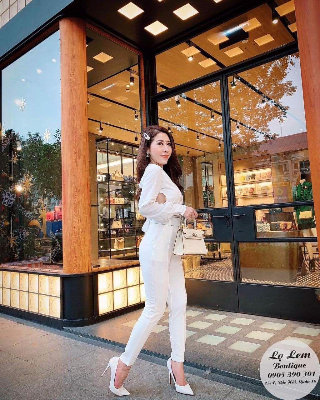 sét áo croptop hở lưng quần tây