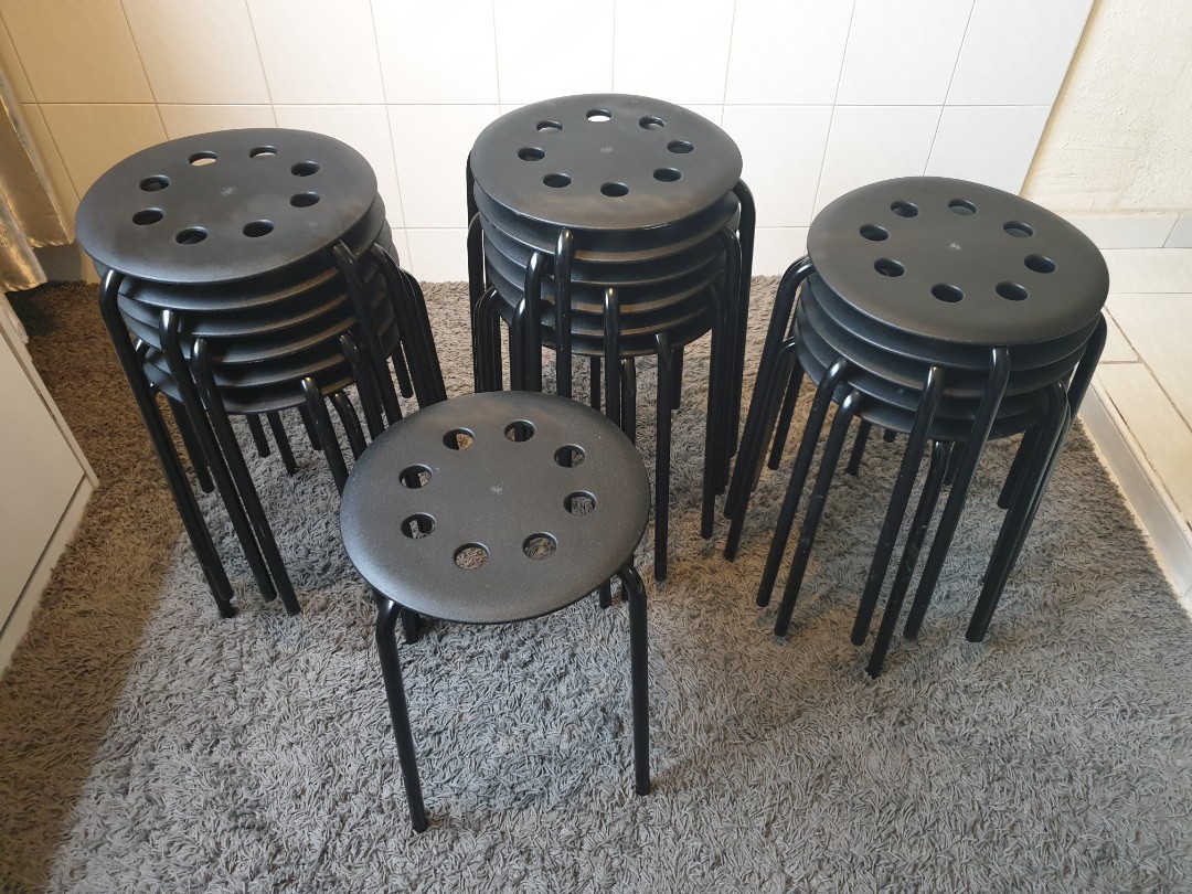 Ghế đẩu đôn tròn chân sắt IKEA Marius - đỏ