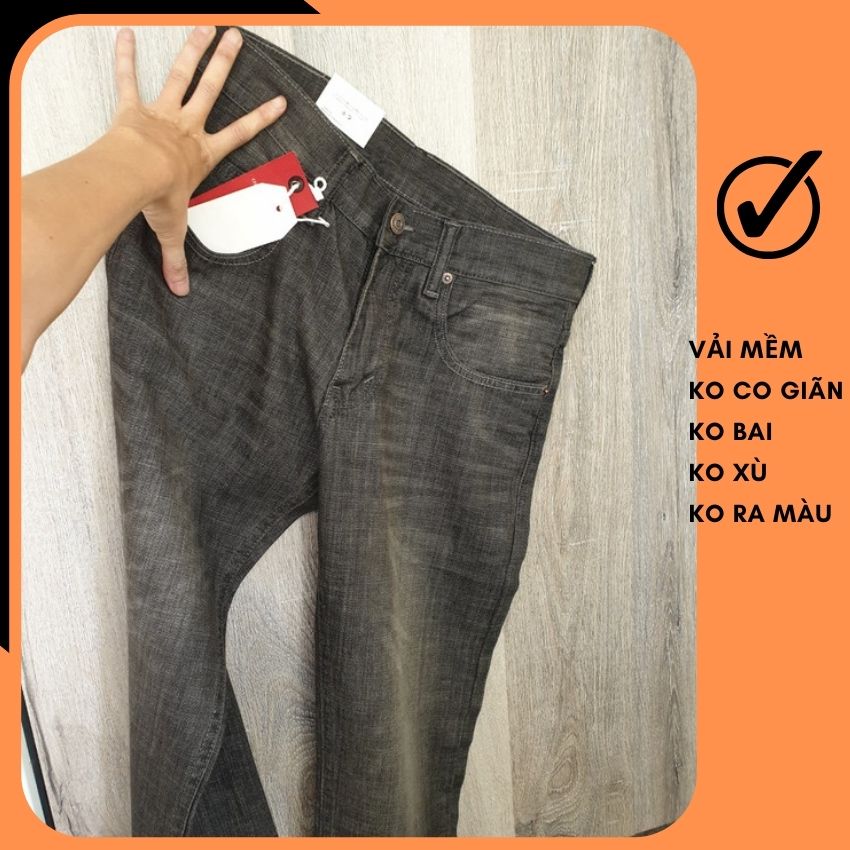 Quần Jean Nam Đẹp CAO CẤP Levi 514-23 NÂU XÁM form ống suông đứng, chất liệu mềm mại ko giãn, ko xù, ko phai màu khi giặt