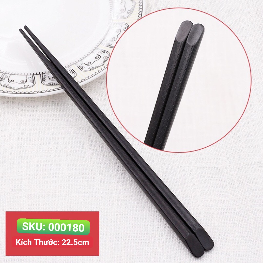 Bộ 10 đôi đũa đen móng tay melamine chịu nhiệt