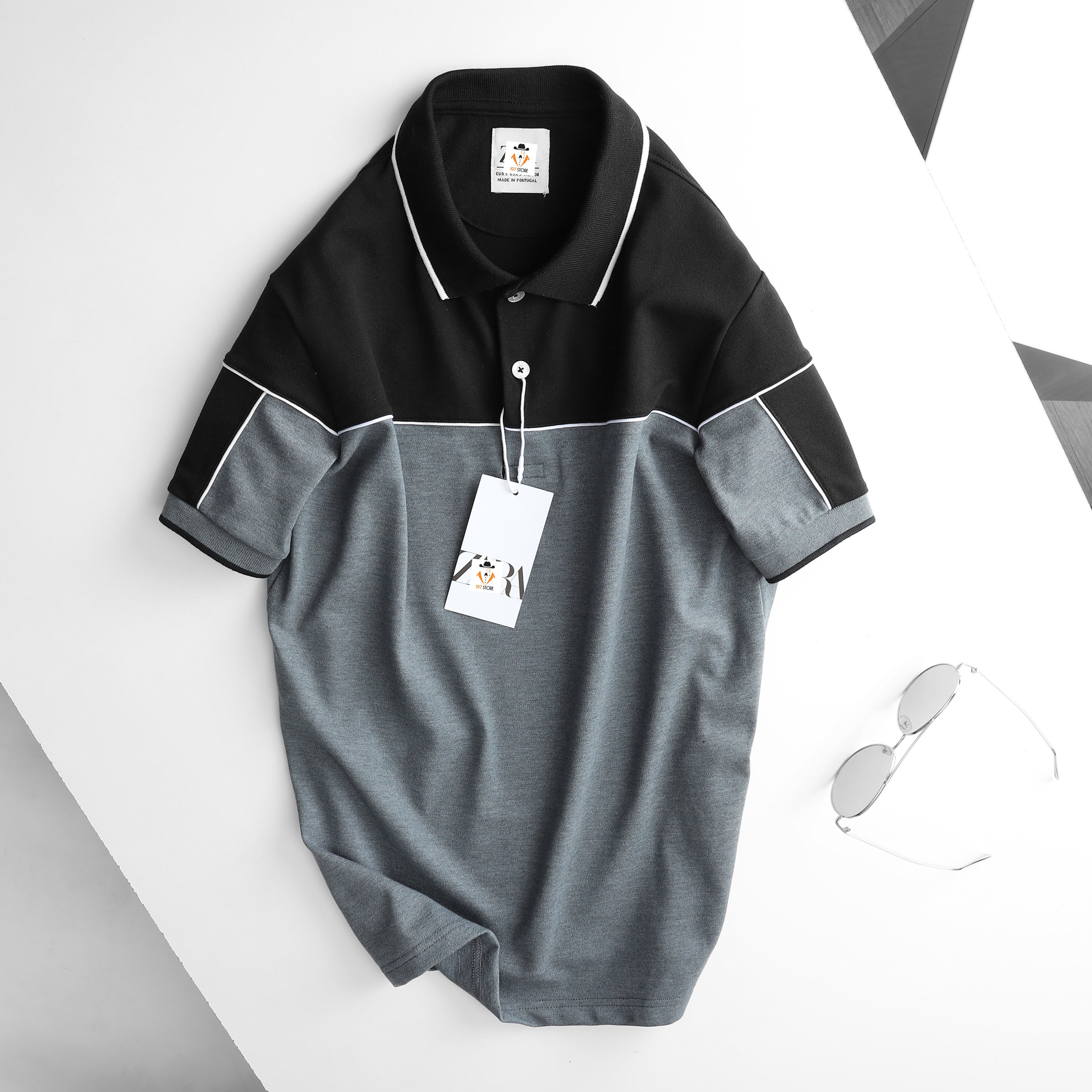 Áo thun polo nam có cổ Zara