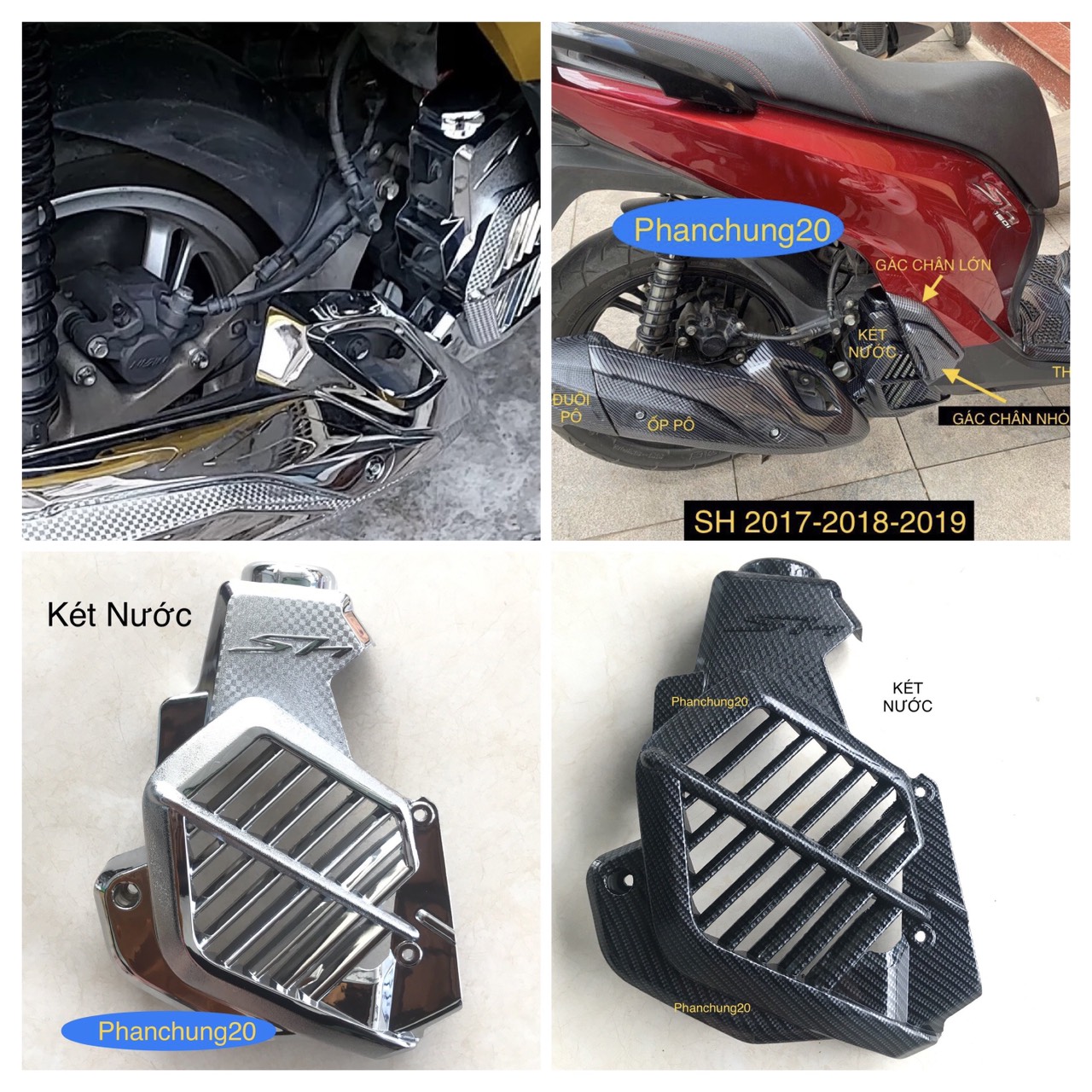 SH 2017 2018 2019 ỐP KÉT NƯỚC ( QUẠT GIÓ ) DÙNG CHO ĐỜI XE SH CACBON / CROM