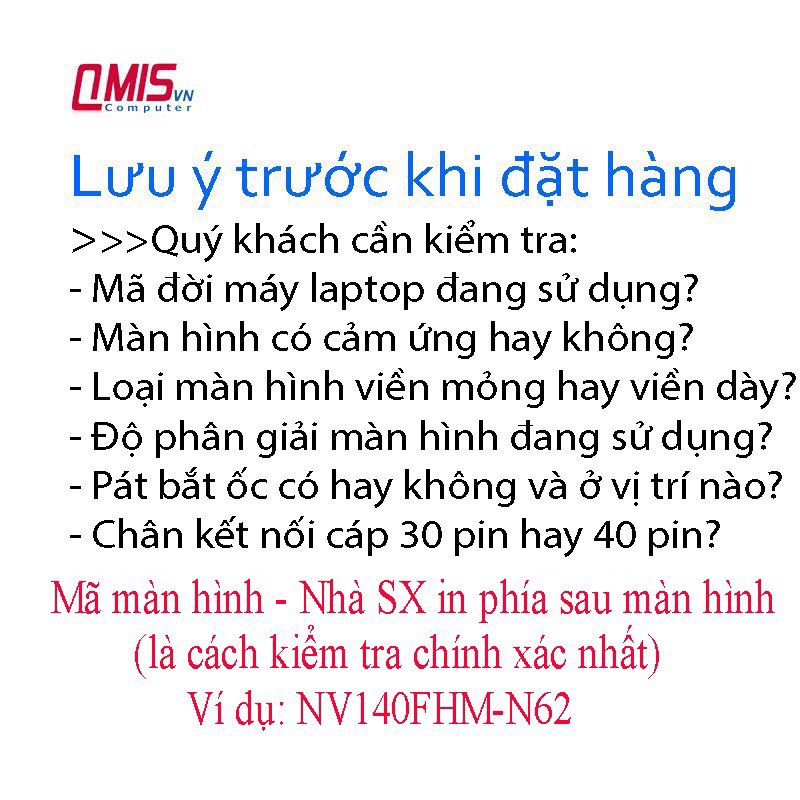 Màn hình laptop 15.6 inch slim 30 pin, Acer E1-522 E1-530 E1-532 E1-570 E1-572 E5-521 E5-531 E5-571 E5-573 ES1-512