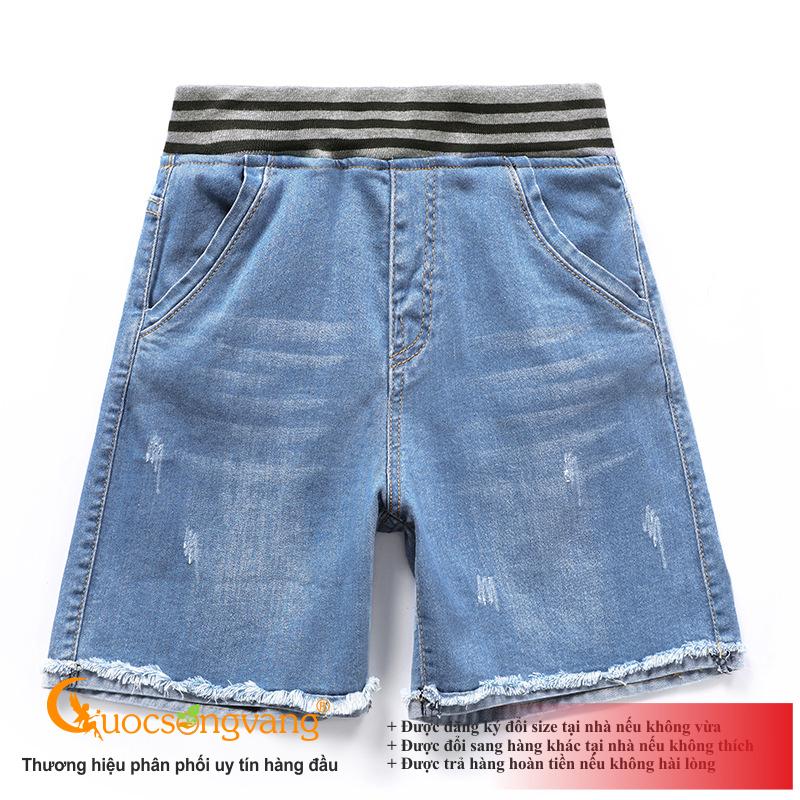 Quần short jean lưng cao jean cotton quần short lưng thun GLQ123 Cuocsongvang