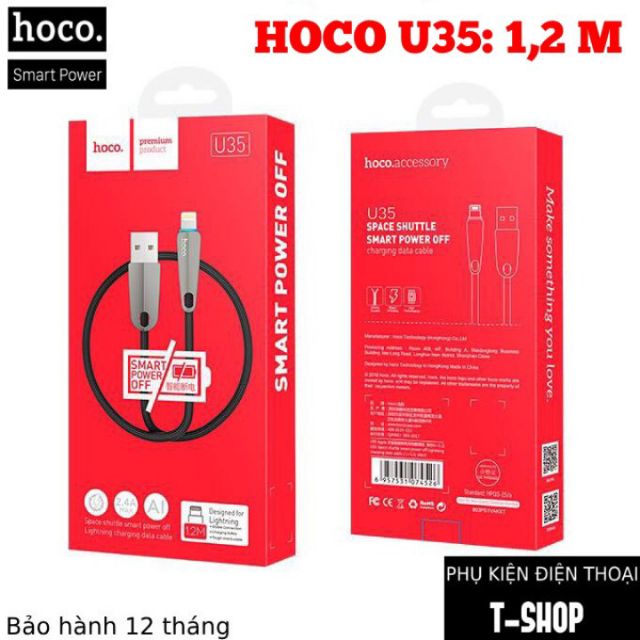Cáp Sạc Dây Dù Hoco U35 Tự Ngắt Cho Iphone