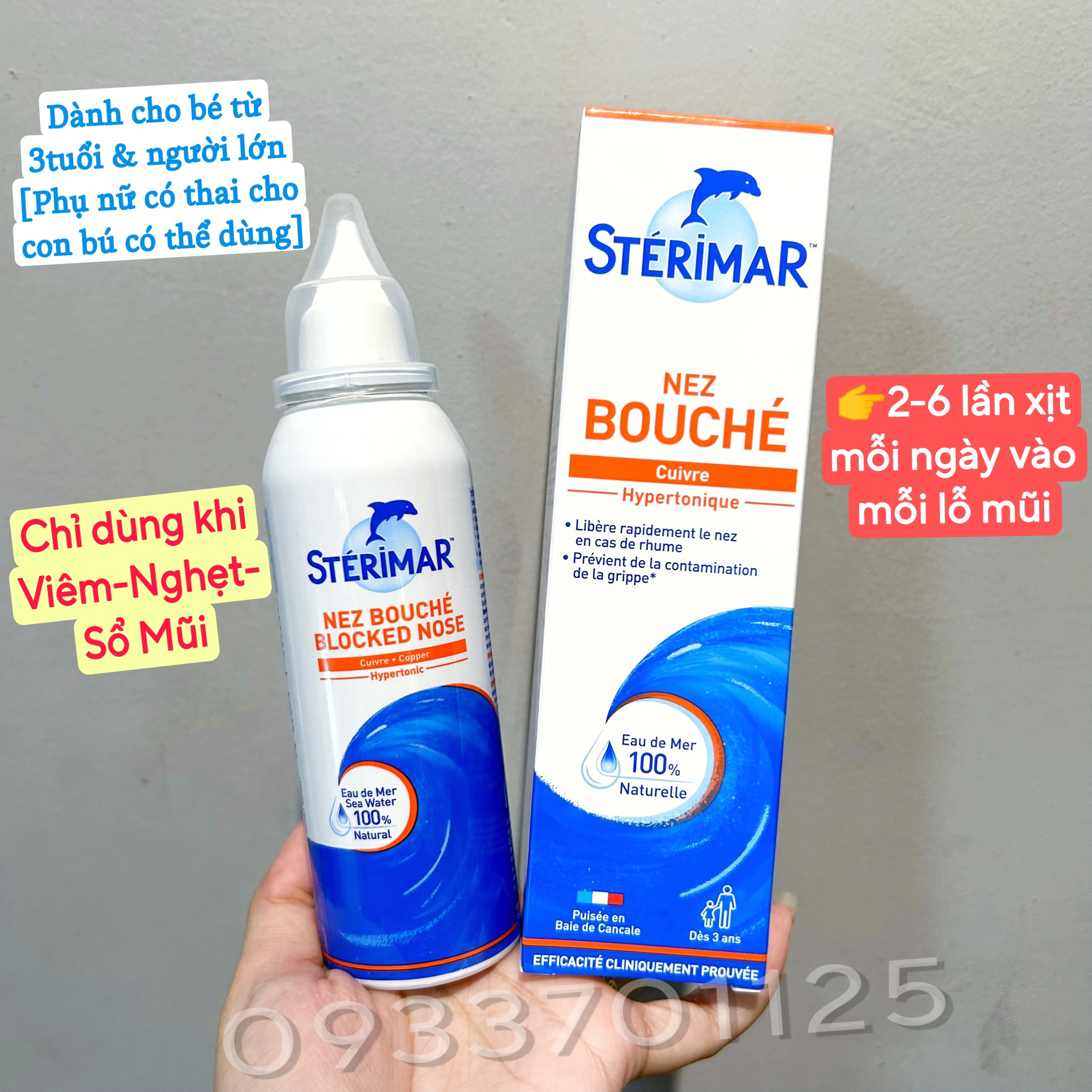 Xịt muối biển cá heo Sterimar Pháp cho bé cưng