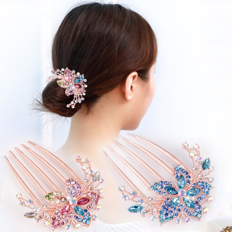 Kẹp Răng Lược Đính Đá Hoa Lấp Lánh