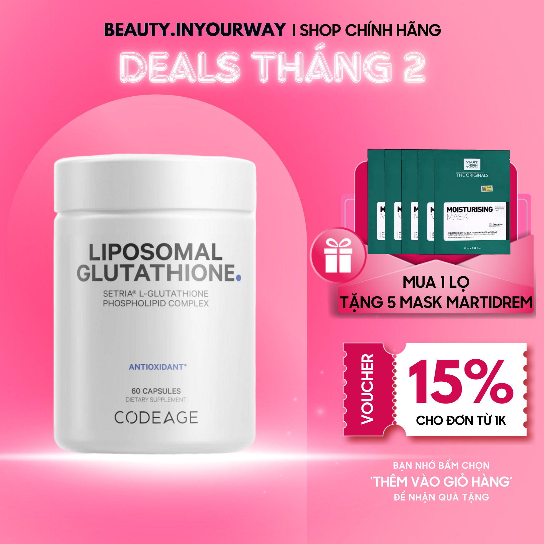 TPBVSK Viên Uống Bảo Vệ Sức Khỏe Codeage Liposomal Glutathione, hộp 60 viên.