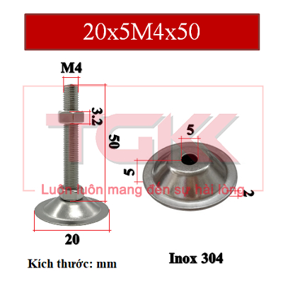 Chân đế inox 304 20x5m4