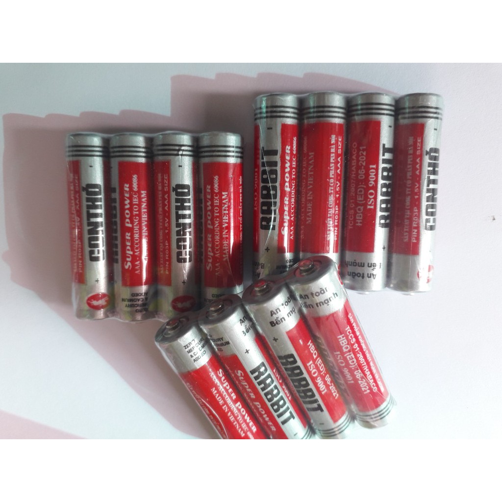 Vỉ 4 Viên Pin Tiểu 2A - Pin Đũa 3A Con Thỏ