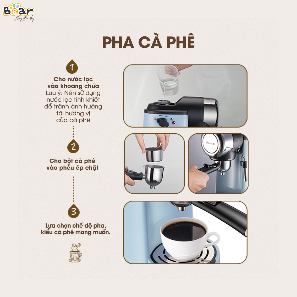 Máy Pha Caphe Bear Tự Động Pha Cafe, Pha Espresso Phong Cách  Ý CF-B02V1
