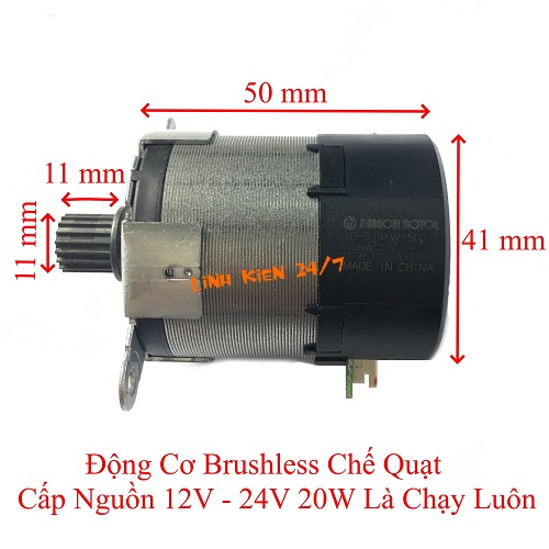ĐỘNG CƠ BRUSHLESS KHÔNG CHỔI THAN CHẾ QUẠT 12V - 24V 20W 549XW CẤP NGUỒN LÀ CHẠY