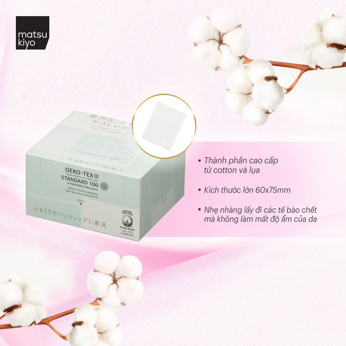 Bông cotton tẩy trang mk 80 miếng