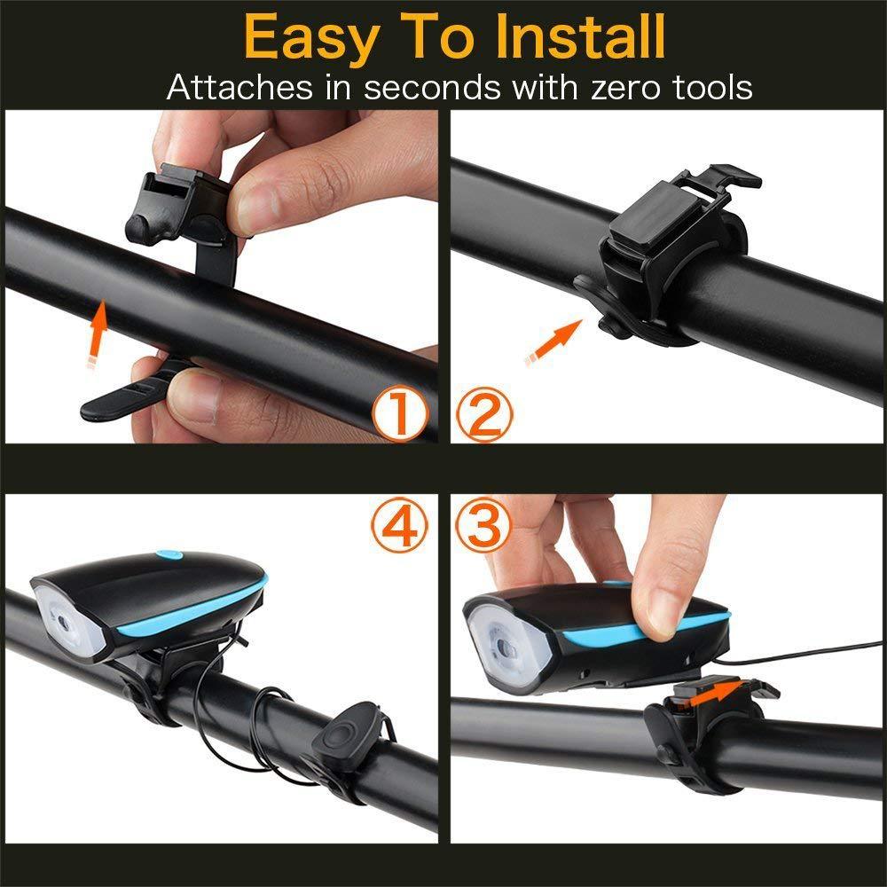 Đèn xe đạp có còi sạc USB cao cấp
