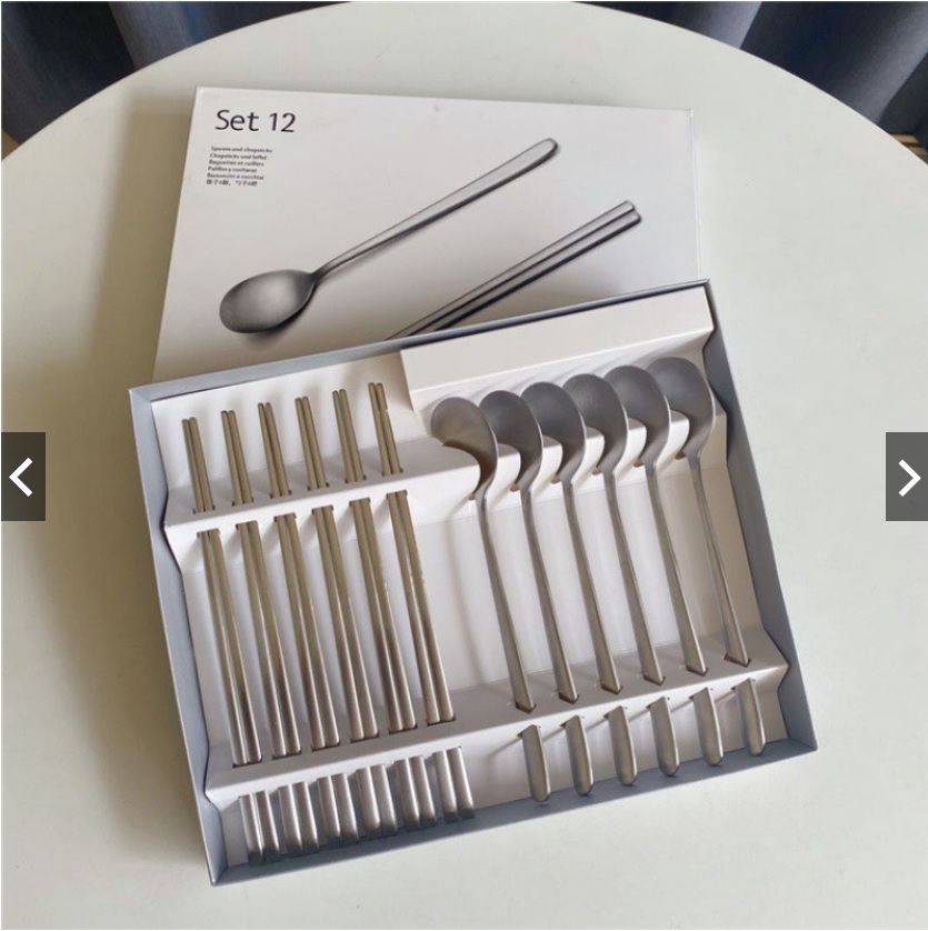 HỘP 12 Bộ Thìa Đũa Inox 304