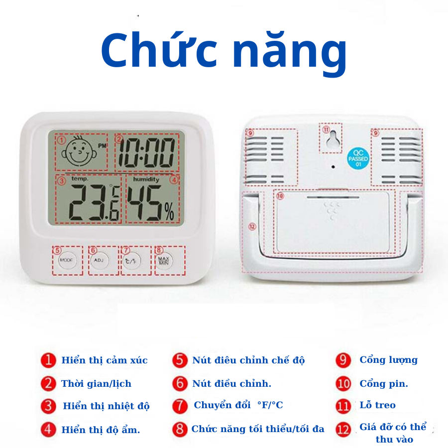 Nhiệt ẩm kế đo nhiệt độ và độ ẩm trong phòng