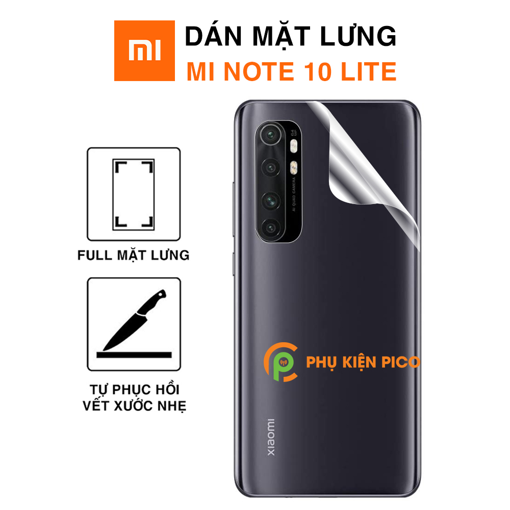 Dán lưng Mi Note 10 Lite full mặt lưng dẻo trong suốt PPF tự phục hồi vết xước - Dán lưng Xiaomi Mi Note 10 Lite