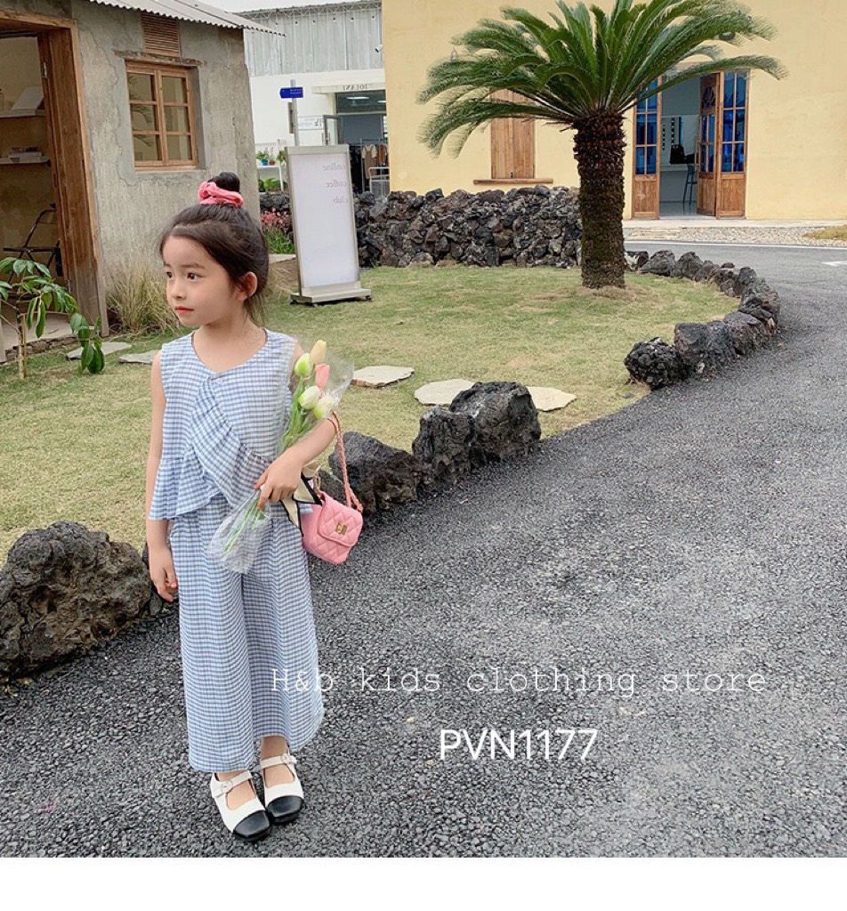 Set đũi bé gái áo vạt chéo style Hàn Quốc