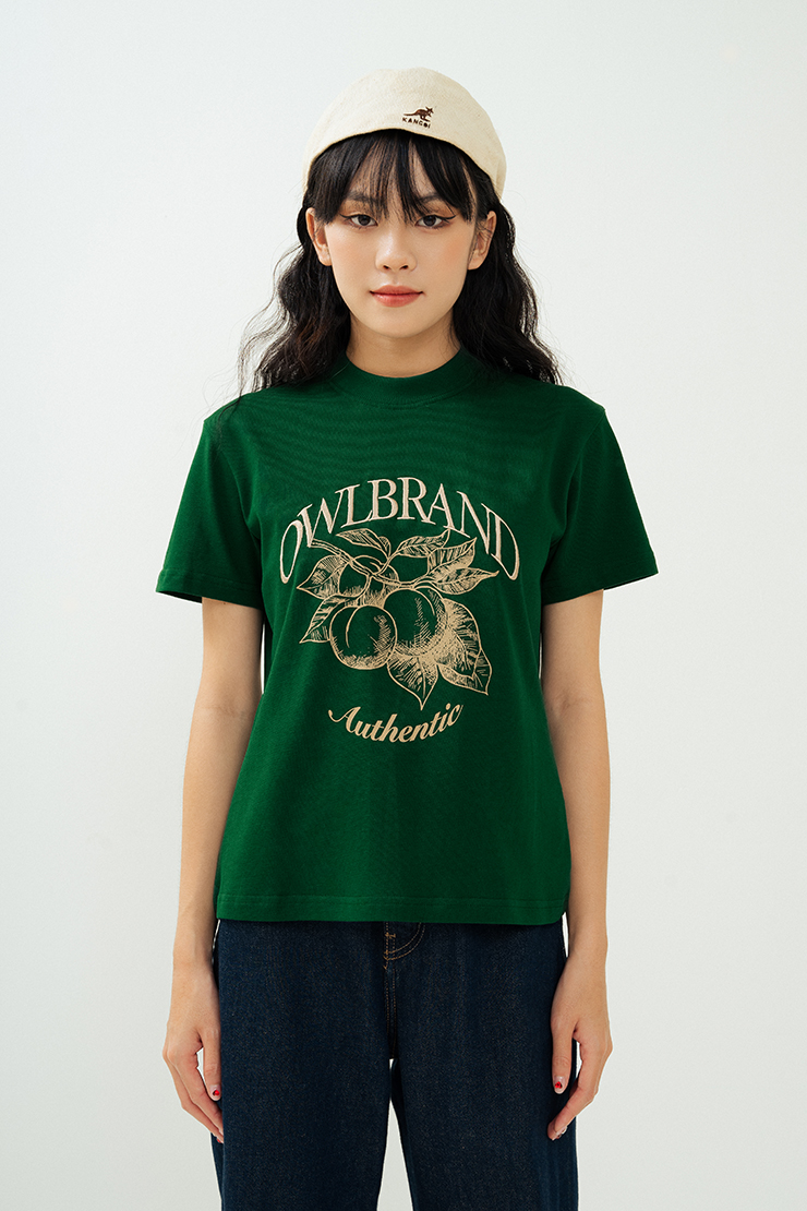 Áo thun nữ Owlbrand Fruit/Xanh lá