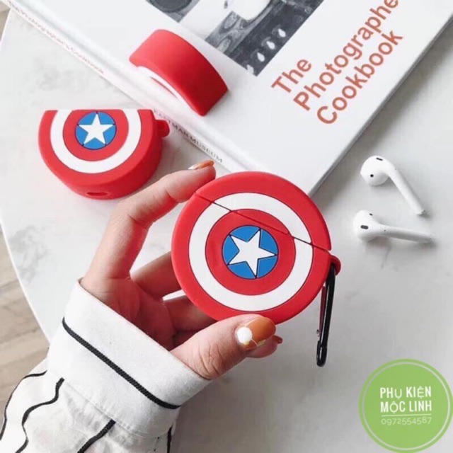 ?? Vỏ bọc silicon Airpods 1 2 3 Pro CAPTION AMERICAN ?? cho hộp sạc tai nghe Bluetooth Airpod 2 ĐỘI TRƯỞNG MỸ