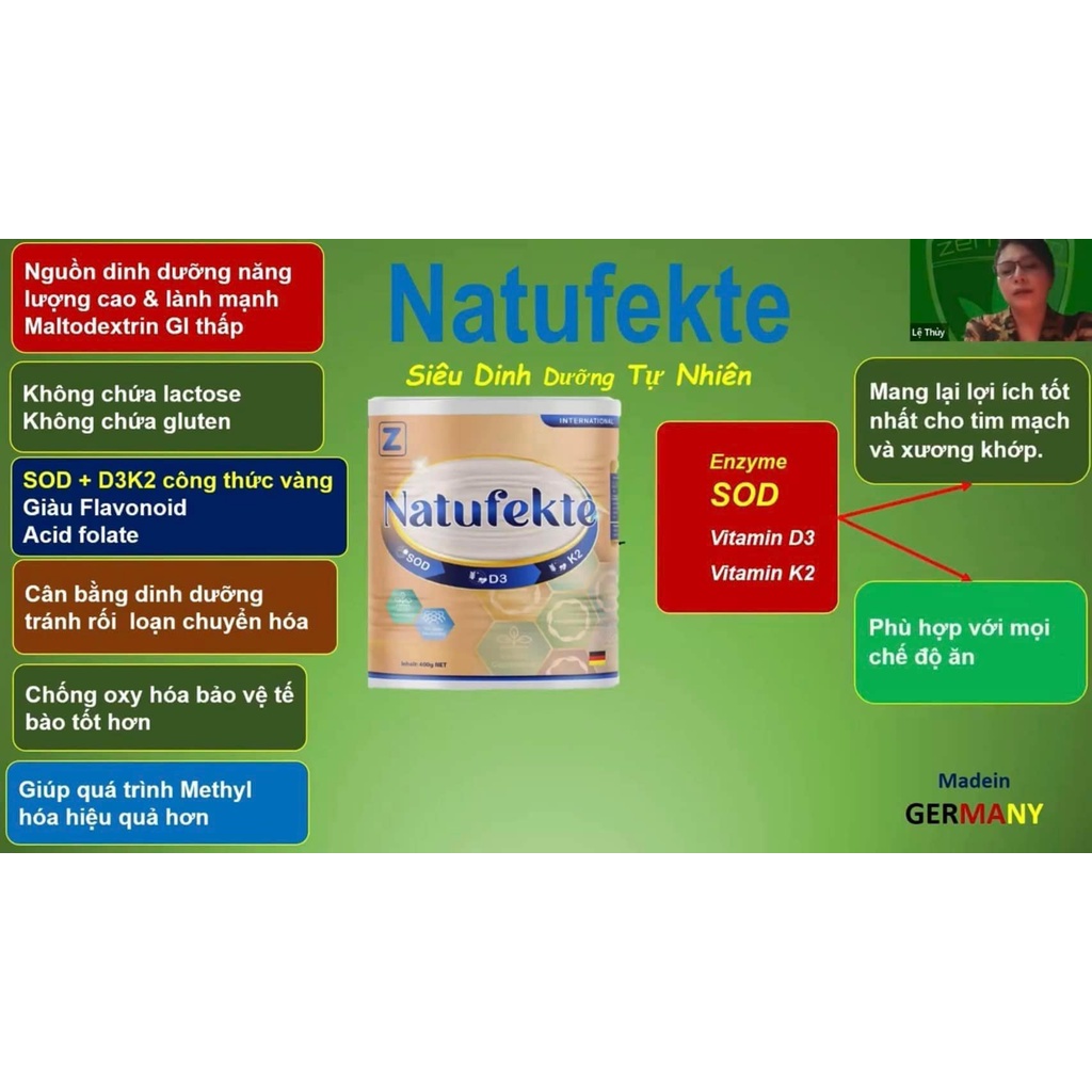 Sữa bột dinh dưỡng NATUFEKTE 400g thuần chay