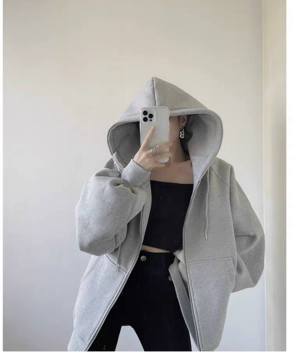 áo khoác nỉ nữ mũ to hàng hot from rộng cực duyên duyên dáng việt