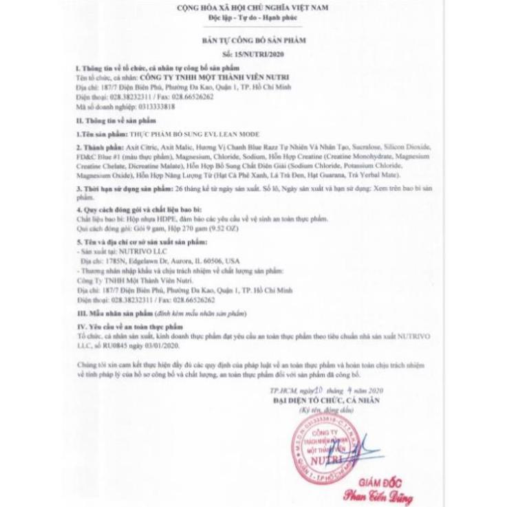 TPBS Hỗ Trợ Giảm Mỡ Evlution Lean Mode ( 150 viên )