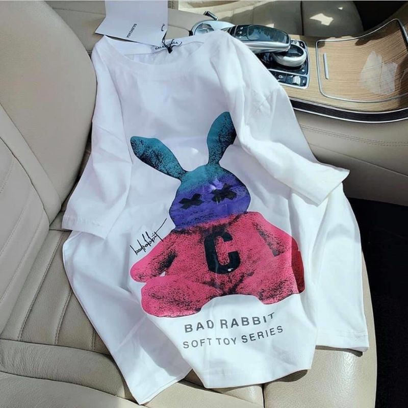 [HCM]Áo thun 3D form rộng tay lỡ in Rabbit