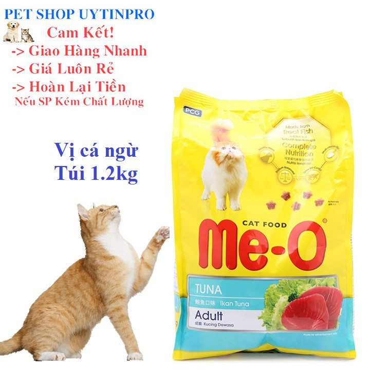 [Hoàn tiền 10%]  THỨC ĂN MÈO LỚN Me-O Dạng hạt Vị cá ngừ Túi 1.2kg Xuất xứ Thái Lan - Pet shop Uytinpro