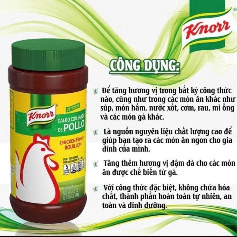 [Date 4/2023]-Hạt nêm Knorr Gà 1kg của Mỹ