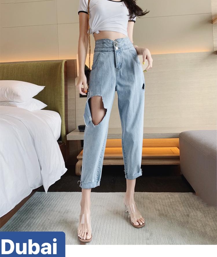 QUẦN BAGGY JEAN NỮ CHẤT BÒ XANH 3 CÚC VIP LƯNG CAO NÂNG MÔNG NHẬT BẢN DB-036 CAO CẤP - DUBAI FASHION
