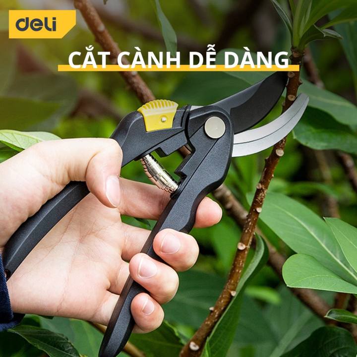 Kéo Cắt Tỉa Cành Cây Deli Chính Hãng 8inch - Lưỡi Thép Sắc Bén, Siêu Bền, Tay Cầm Đệm Cao Su An Toàn, Chắc Chắn DL580201 - Hình ảnh 5