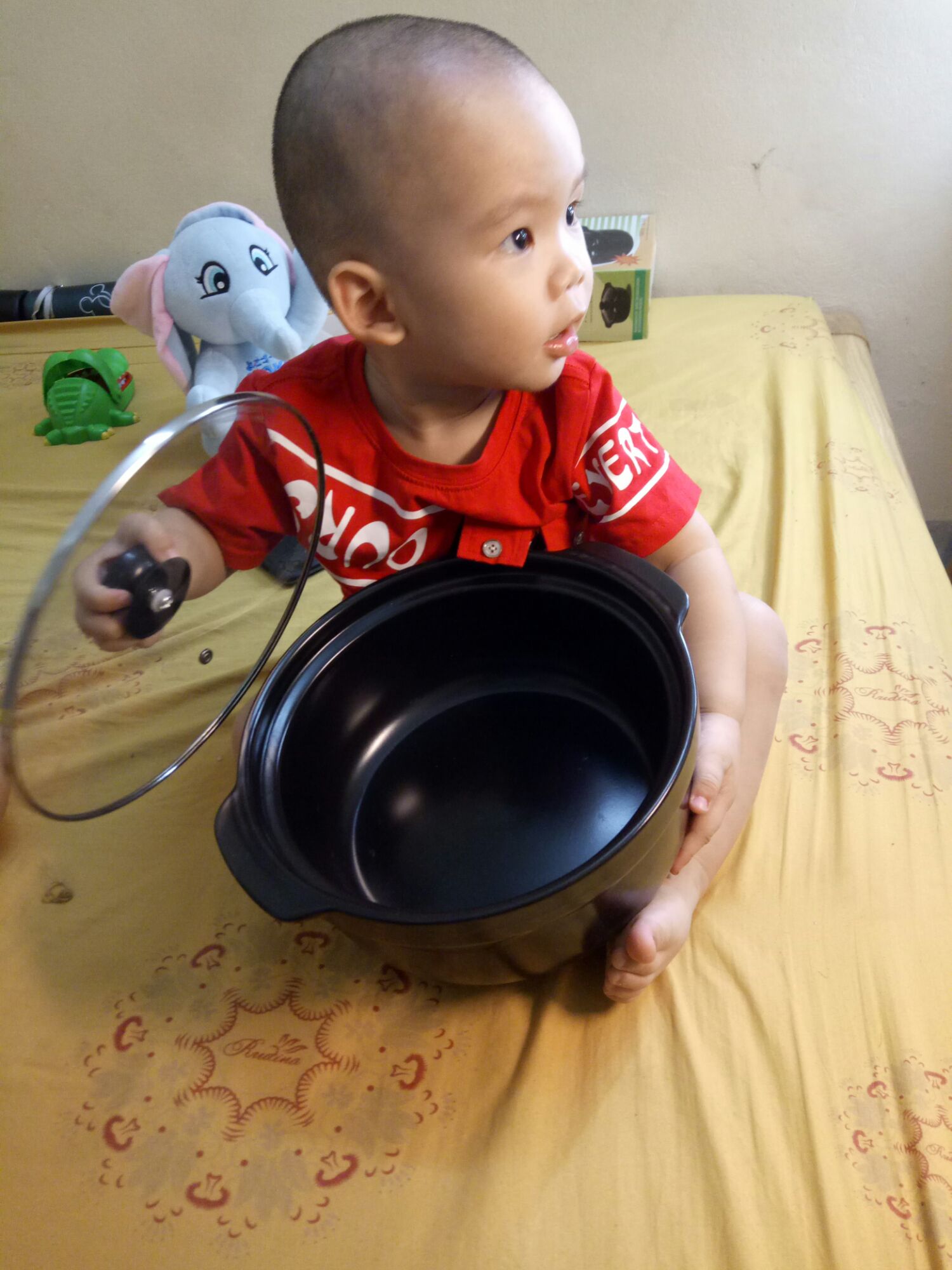 Nồi đất kho cá thịt 3.5L vung kính