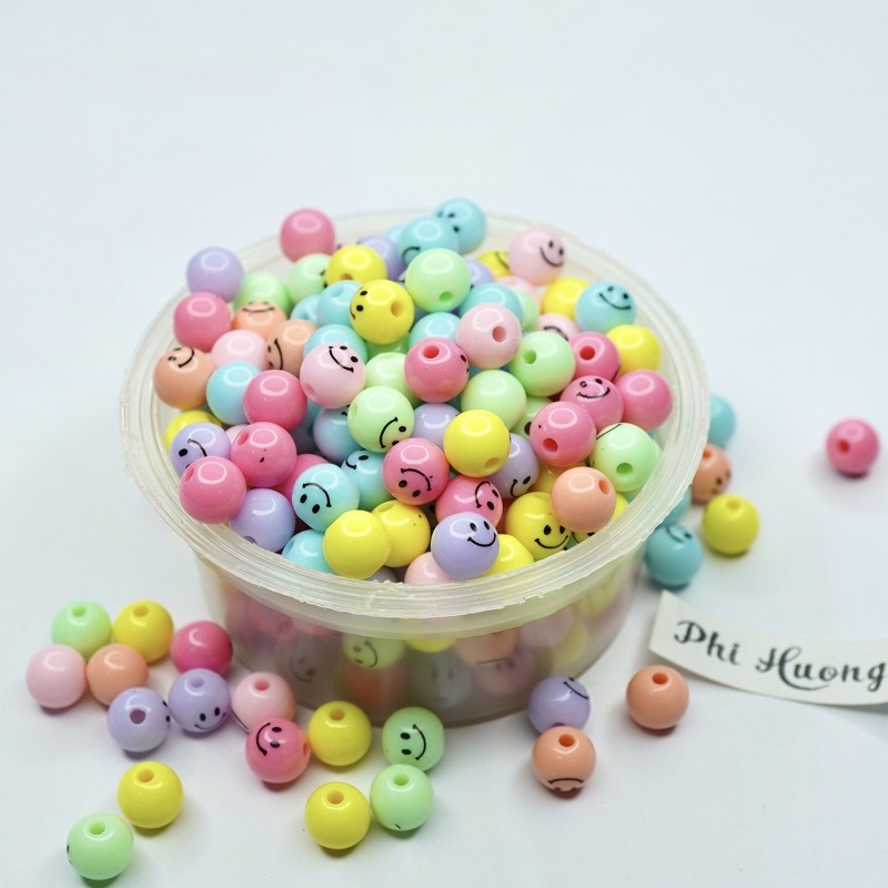 10gr - 20gr hạt cườm nhựa hình mặt cười xỏ vòng tay