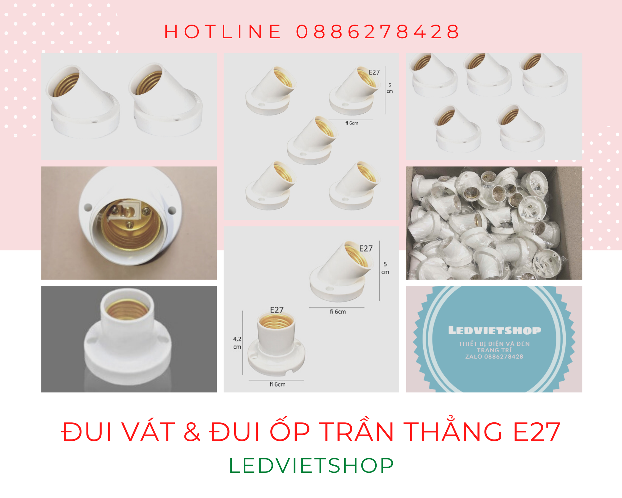 Đui ốp thẳng xoáy E27 ( Combo 2 cái)
