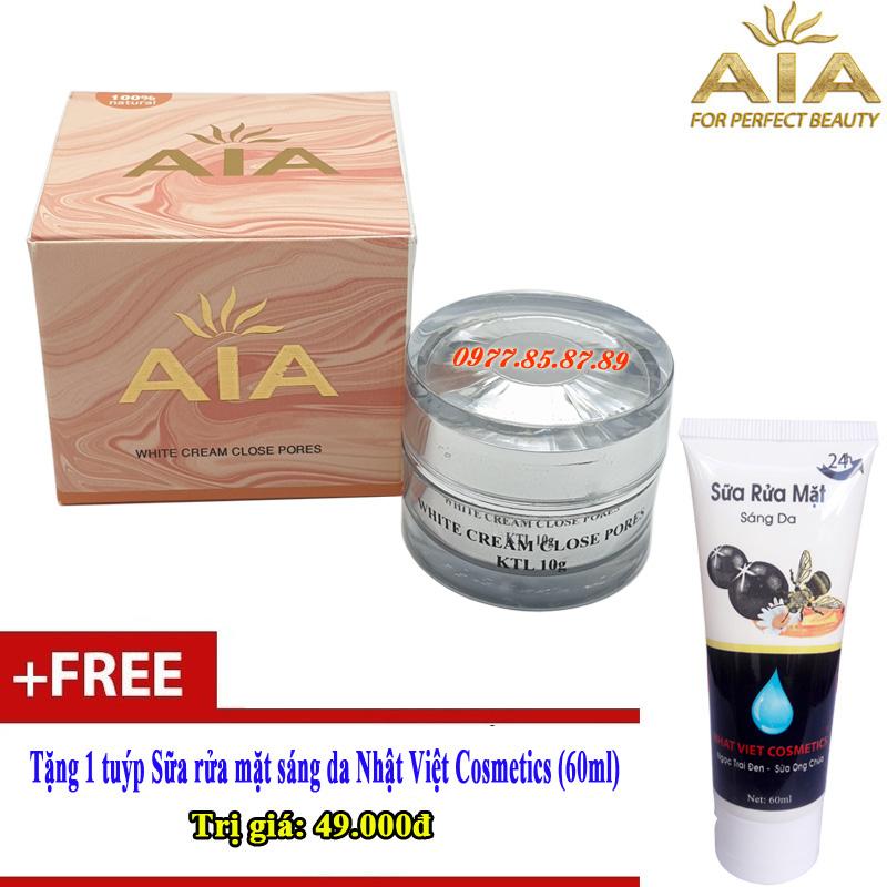 Kem dưỡng trắng da mặt - ngừa thâm quầng mắt - se khít lỗ chân lông AIA (10g) + tặng sữa rửa mặt