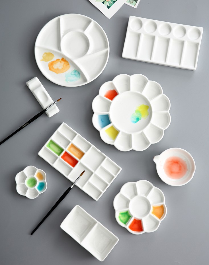 khay pha màu bằng sứ - palette sứ pha màu