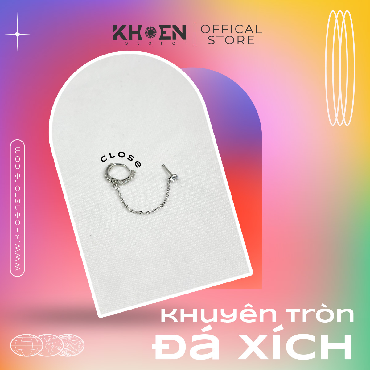 (1 Chiếc) Khuyên tròn đá xích - Zircon -Khoen Store