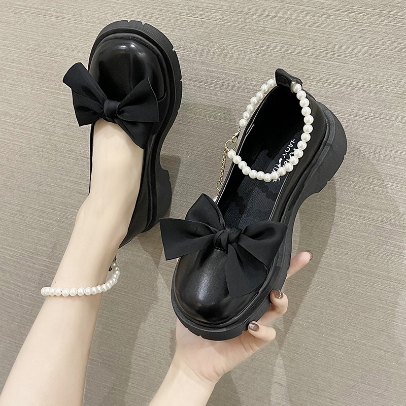 Giày Lolita Nữ Quai Ngọc Mũi Nơ, giày búp bê nữ phong cách hàn quốc mã HV68